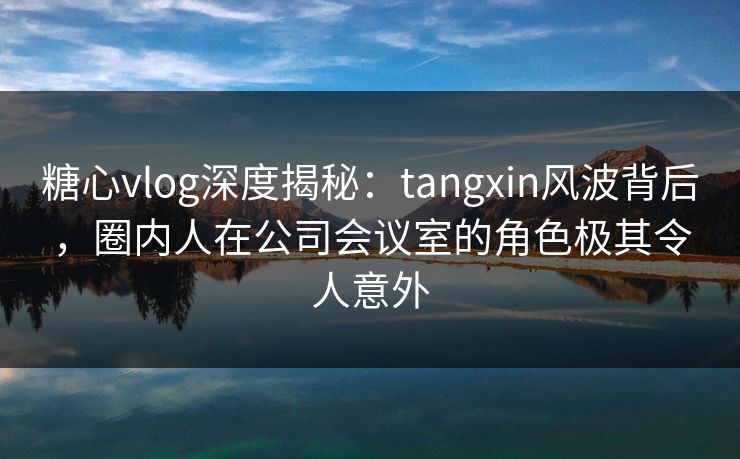糖心vlog深度揭秘：tangxin风波背后，圈内人在公司会议室的角色极其令人意外