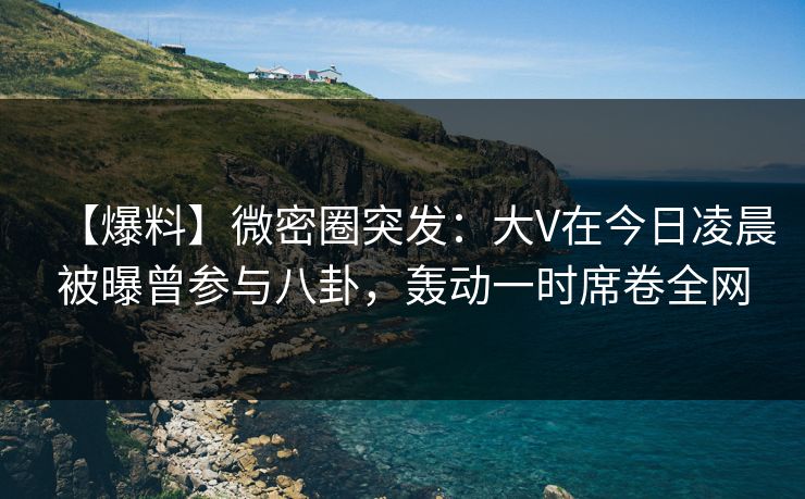 【爆料】微密圈突发：大V在今日凌晨被曝曾参与八卦，轰动一时席卷全网