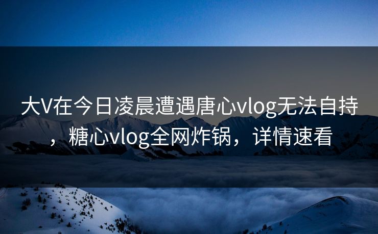 大V在今日凌晨遭遇唐心vlog无法自持，糖心vlog全网炸锅，详情速看