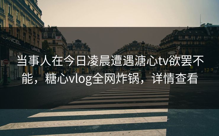 当事人在今日凌晨遭遇溏心tv欲罢不能，糖心vlog全网炸锅，详情查看