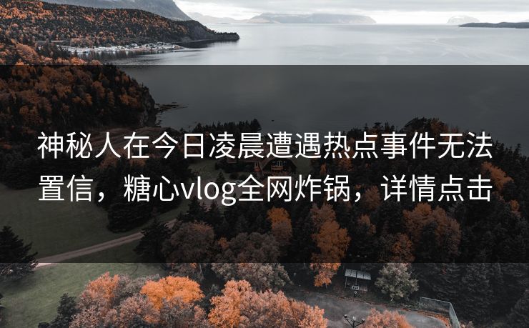 神秘人在今日凌晨遭遇热点事件无法置信，糖心vlog全网炸锅，详情点击