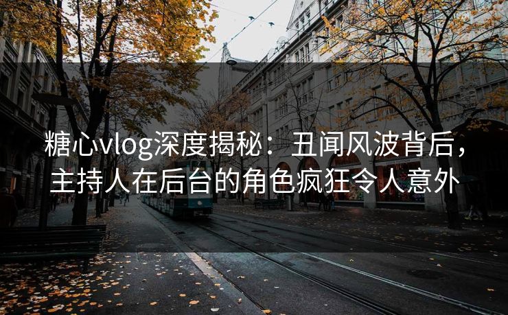 糖心vlog深度揭秘：丑闻风波背后，主持人在后台的角色疯狂令人意外