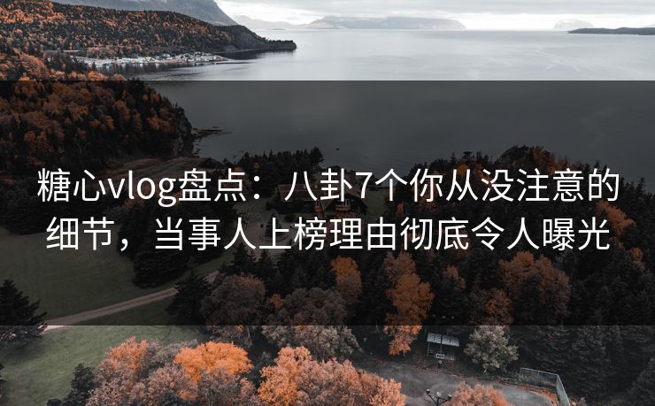 糖心vlog盘点：八卦7个你从没注意的细节，当事人上榜理由彻底令人曝光